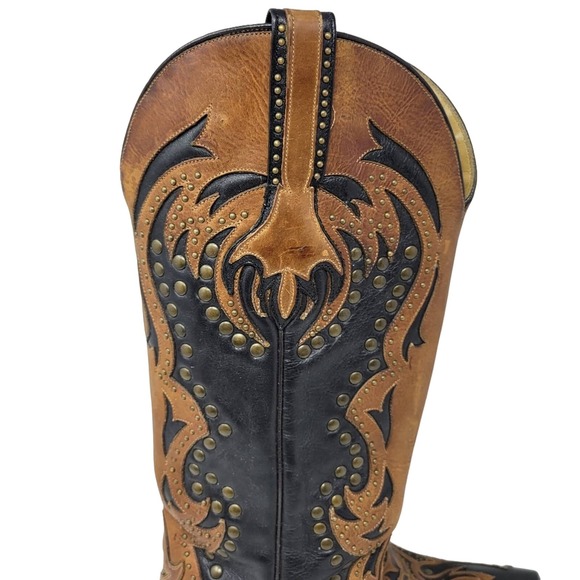 Corral Studded Inlay Leather Pointed Toe Western Cowboy Boots Country Size 7.5 M - Picture 5 of 10